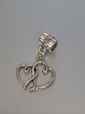 🄽🄴🅆 Double Heart  Charm for European Style Bracelets Fits Pandora